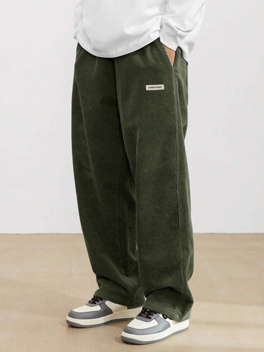 Men's Baggy Trousers Corduroy Fabric Adjustable Waist