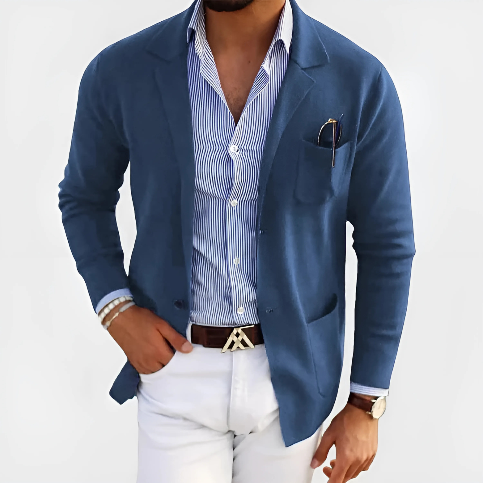 Blazer Slim Fit Notch Lapel Patch Pockets