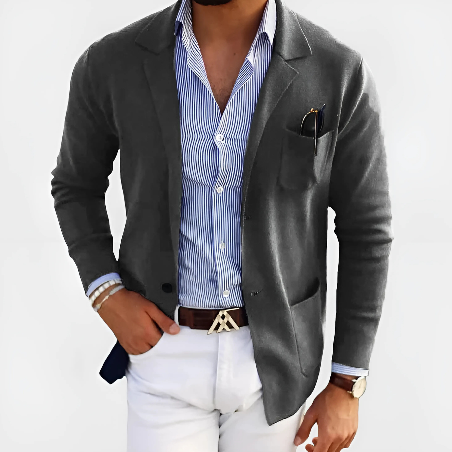 Blazer Slim Fit Notch Lapel Patch Pockets