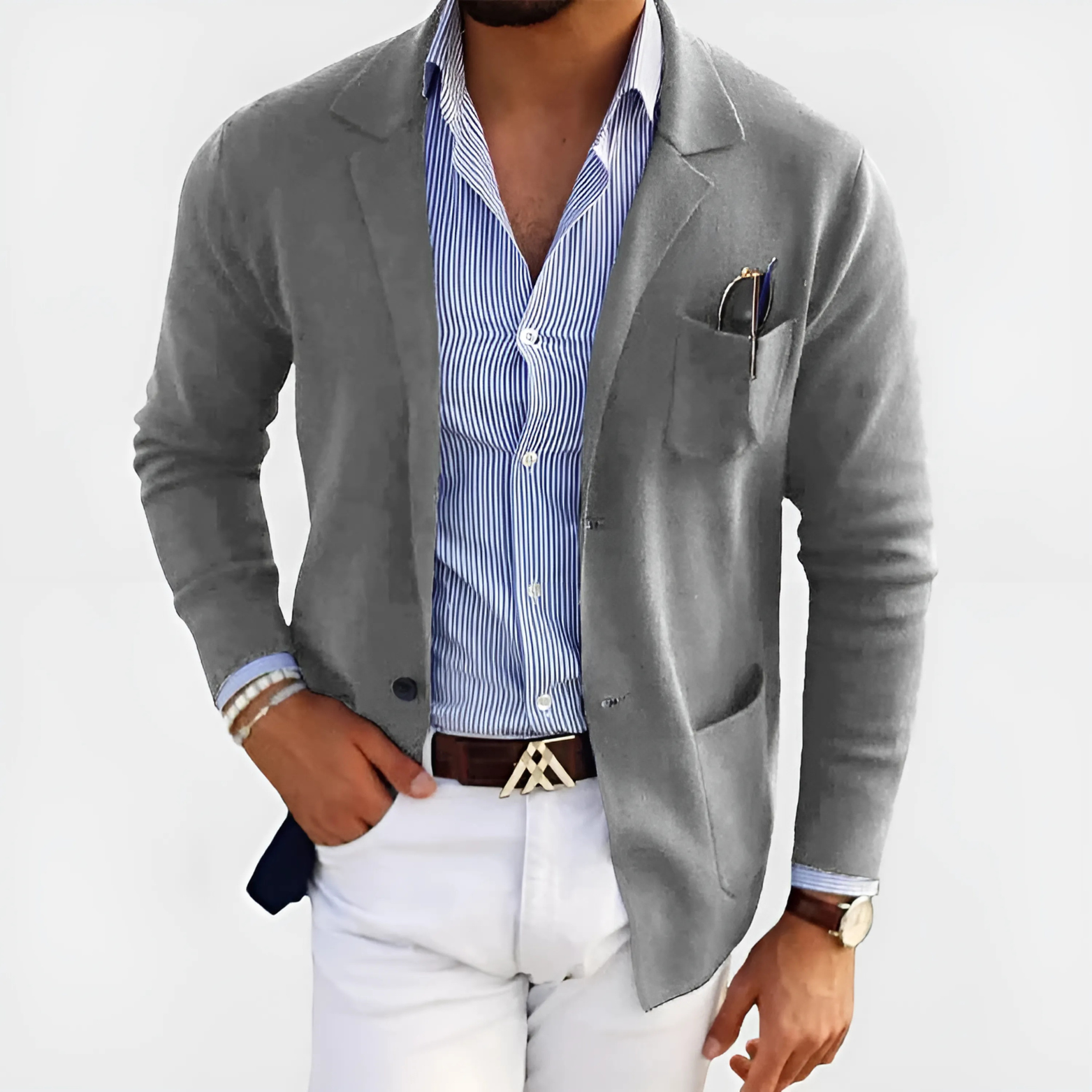 Blazer Slim Fit Notch Lapel Patch Pockets