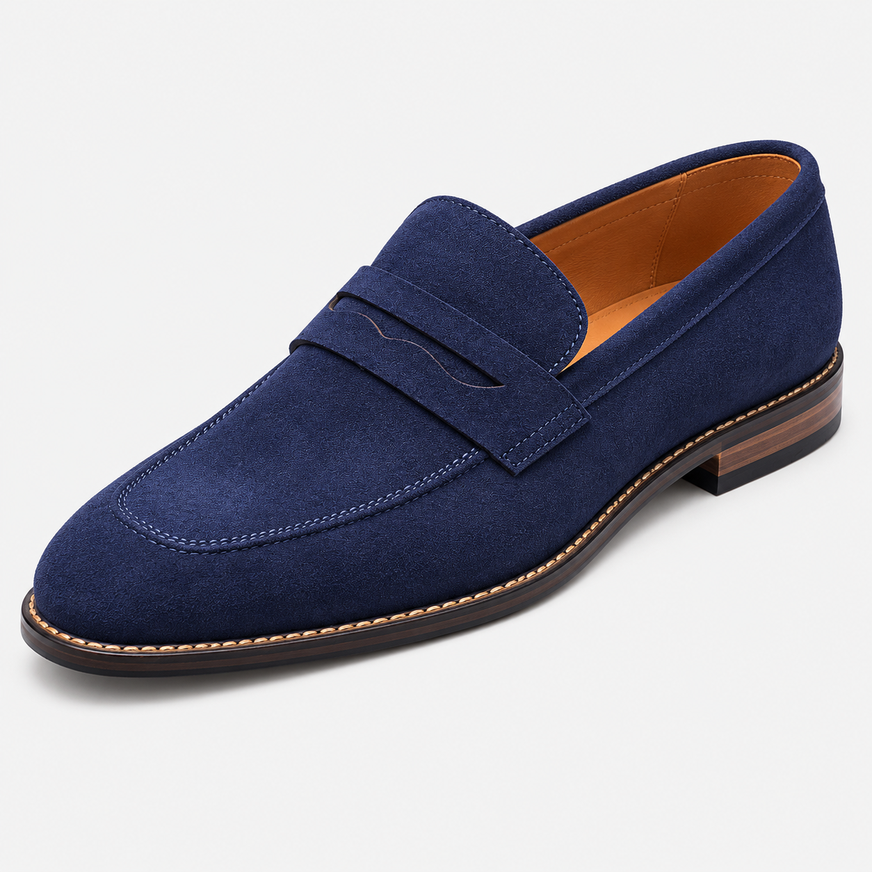 Men's Penny Loafers Suede Slip On Round Toe Smart Casual
