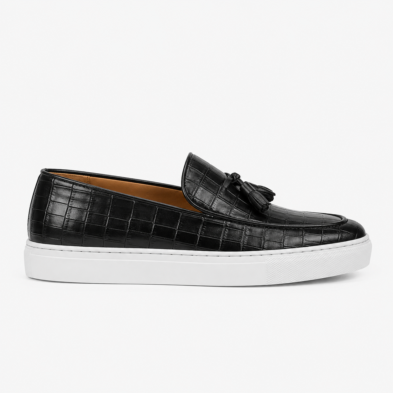 Crocodile Embossed Loafers Slip On Leather Lined Rubber Sole Casual