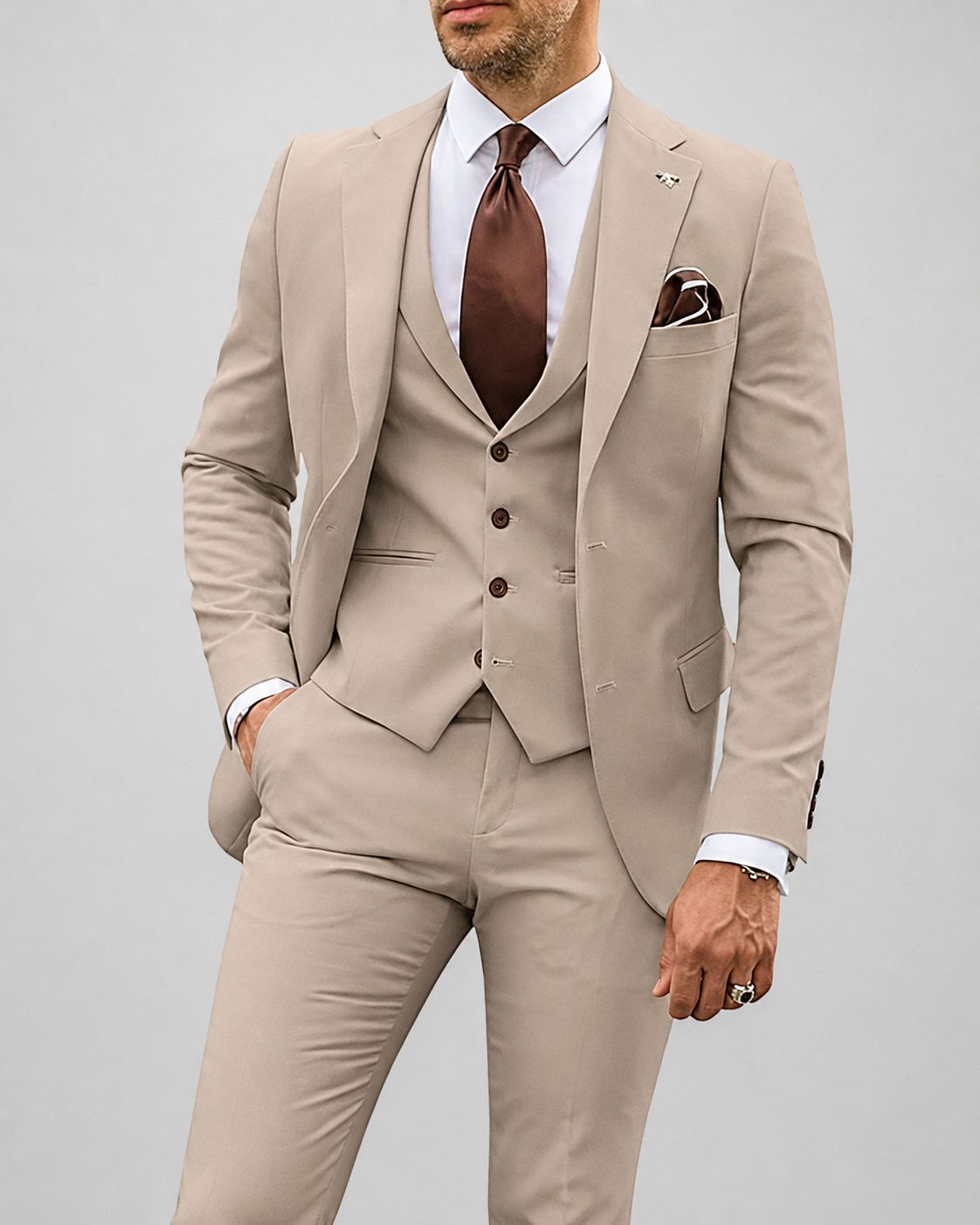 Men's Three Piece Suit Set Notch Lapel Wedding