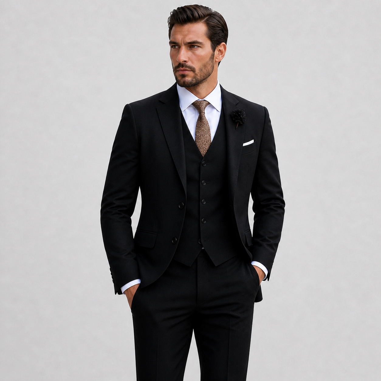 Three Piece Linen Suit Set Men Linen Notch Lapel Waistcoat Flat Front Trouser Formal
