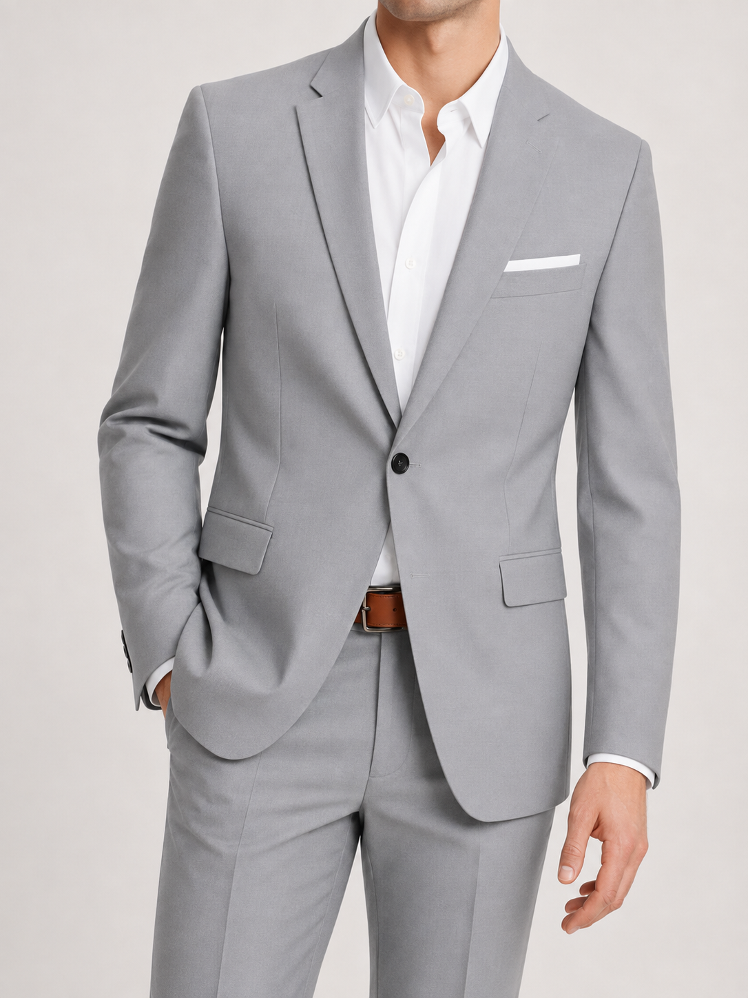Men's Two Piece Suit Set Slim Fit One Button