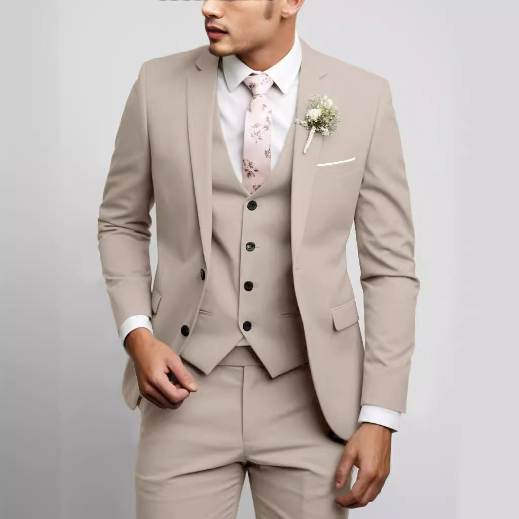 Men's Suit Three Piece Wool Tailored Formal