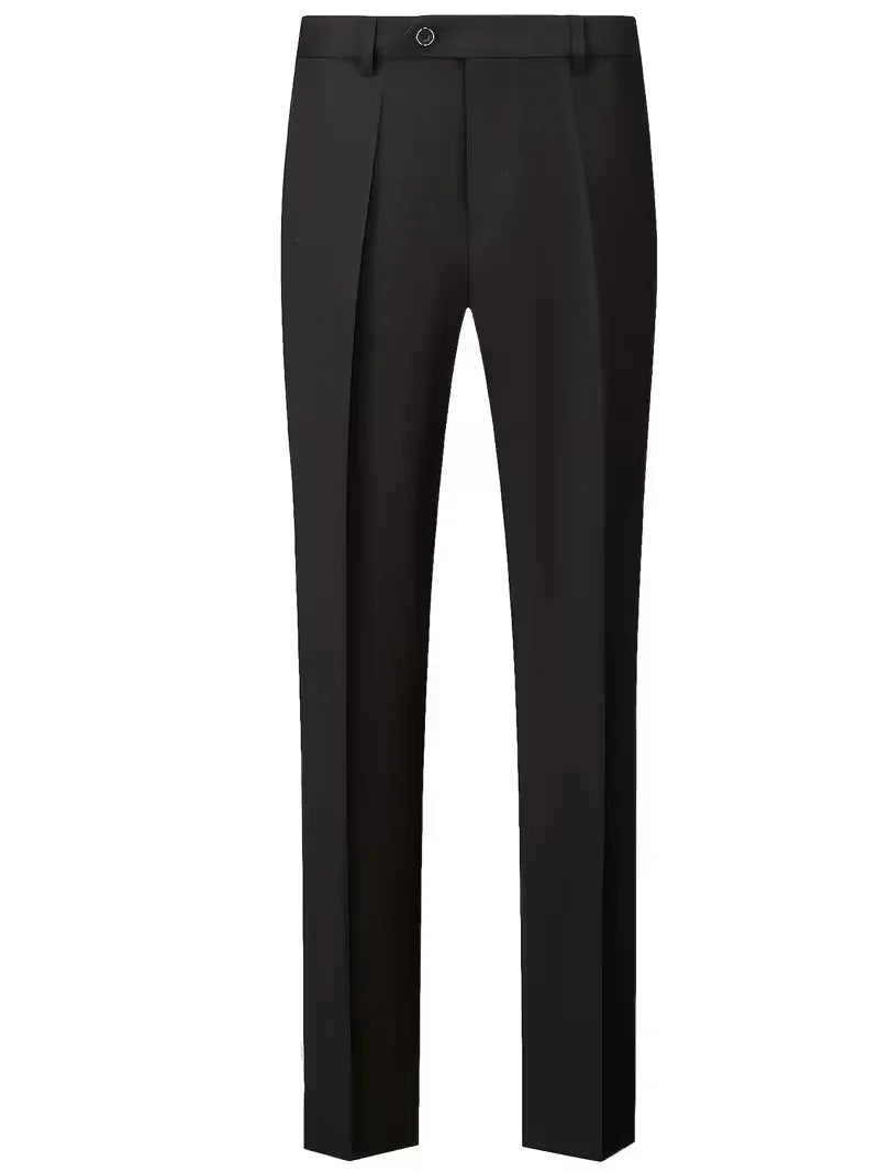 Three Piece Suit Set Men Woven Fabric Slim Fit Notch Lapel Two Button Waistcoat Formal