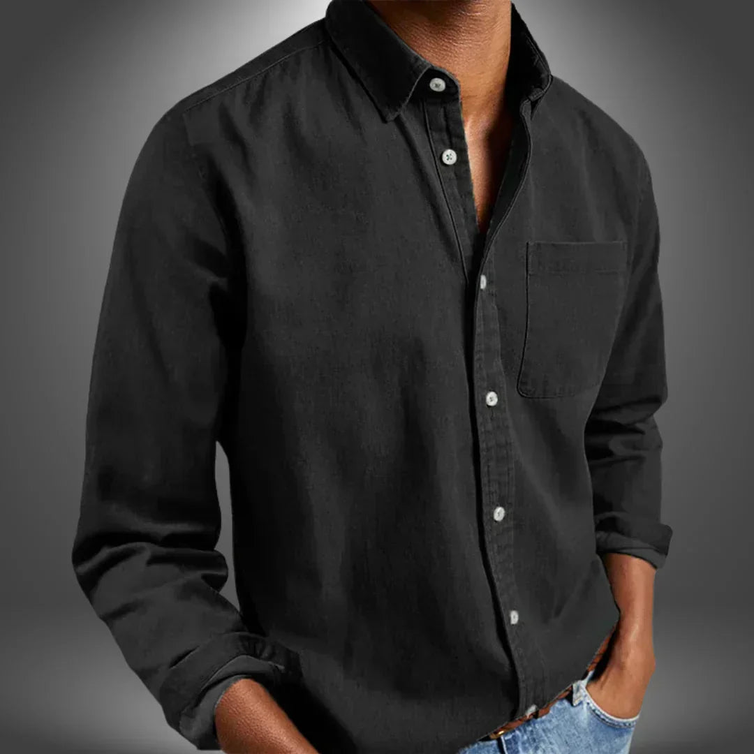 Shirt Button Down Long Sleeve Chest Pocket