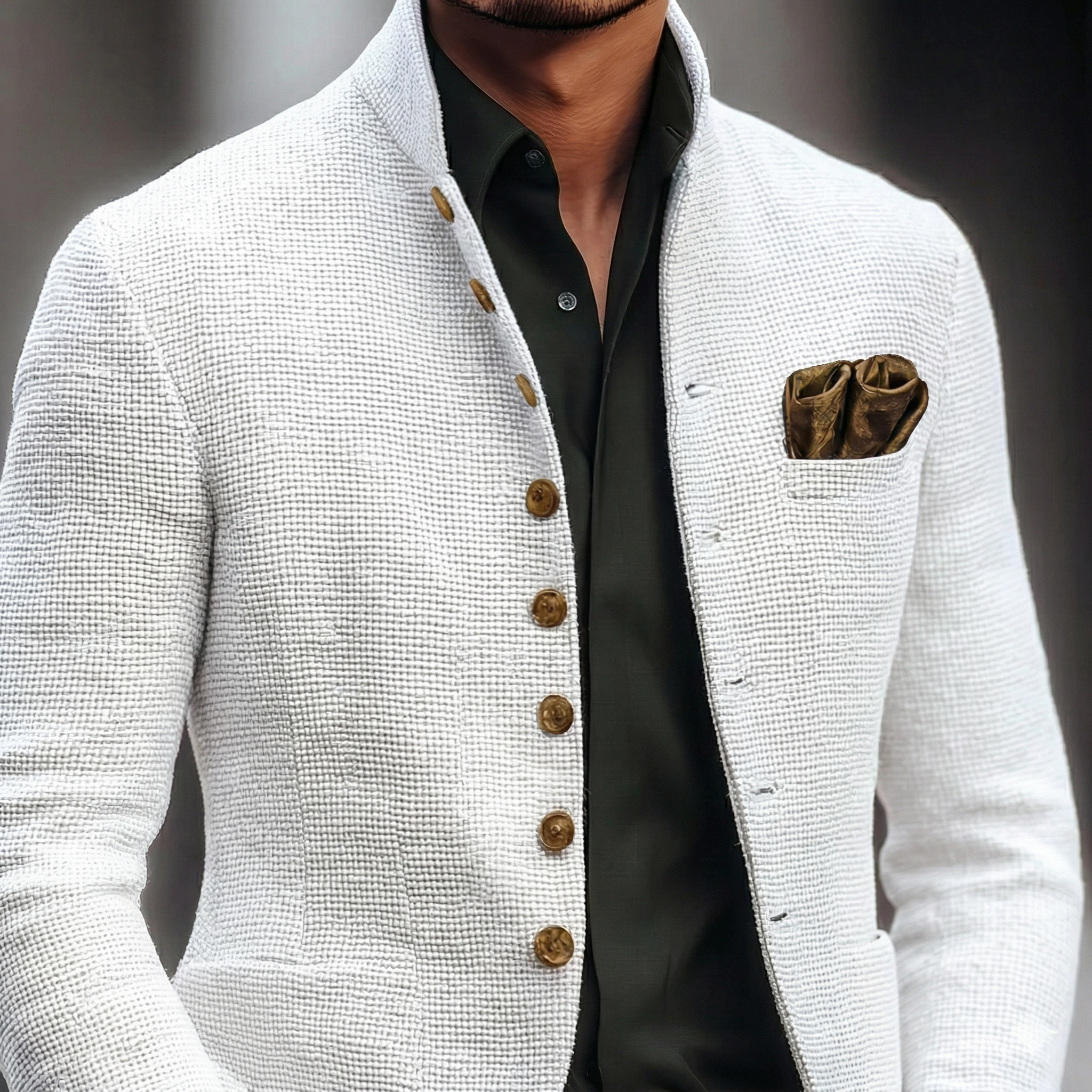 Men's Textured Blazer Single Breasted Notch Lapel Wear