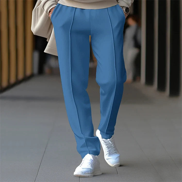 Men's Pleated Jogger Pants Elastic Waist Drawstring Ankle Cuff Casual Trousers