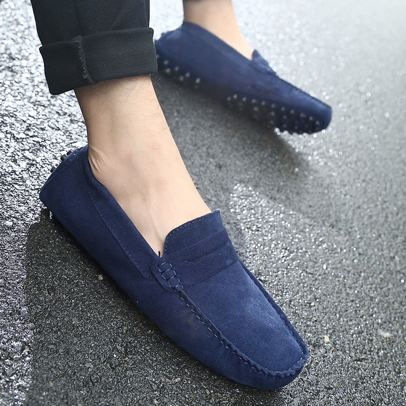Suede Loafers Upper Slip On Stitched Sole Smart Casual Everyday
