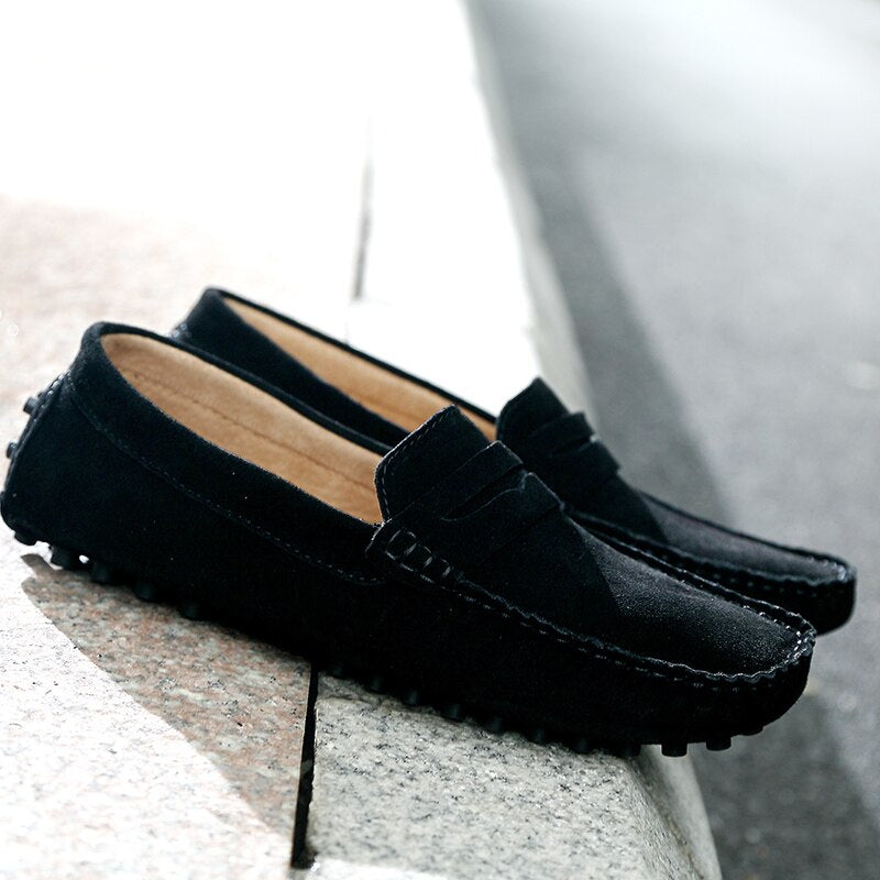 Suede Loafers Upper Slip On Stitched Sole Smart Casual Everyday