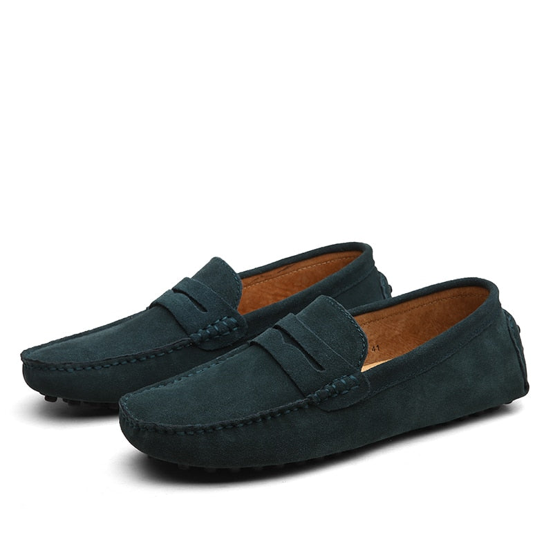 Suede Loafers Upper Slip On Stitched Sole Smart Casual Everyday