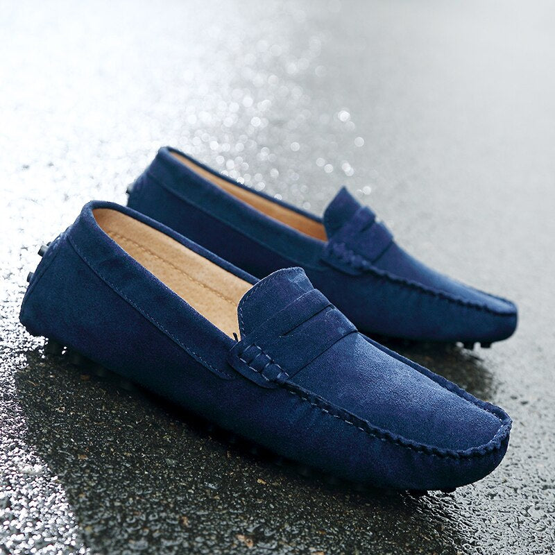 Suede Loafers Upper Slip On Stitched Sole Smart Casual Everyday