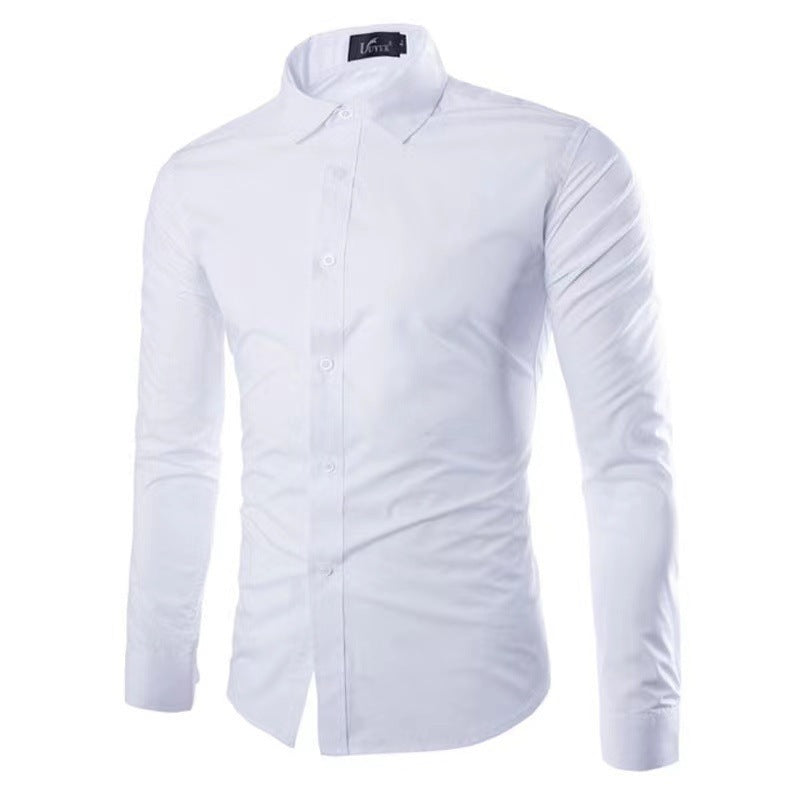 Men's Shirt Cotton Slim Fit Wrinkle Resistant Long Sleeve