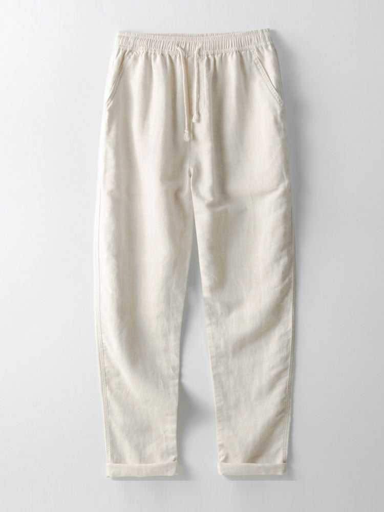 Men's Shirt Linen Trousers Set Drawstring Two Piece