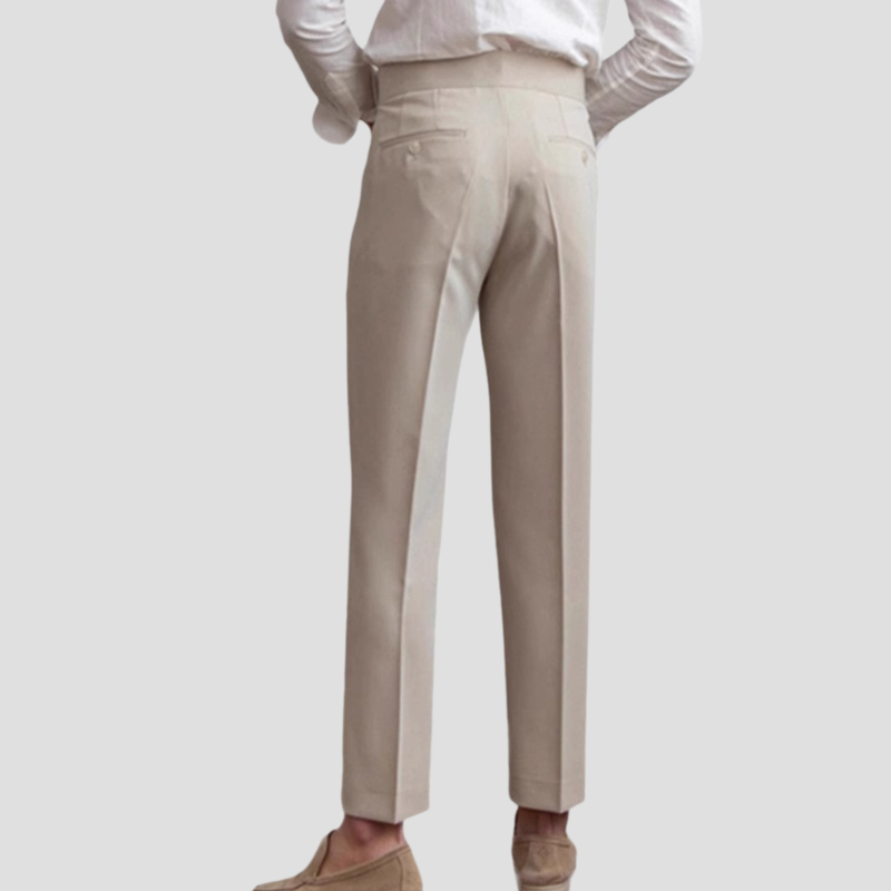 Men's Slim Fit Trousers Woven Fabric Pleated Front
