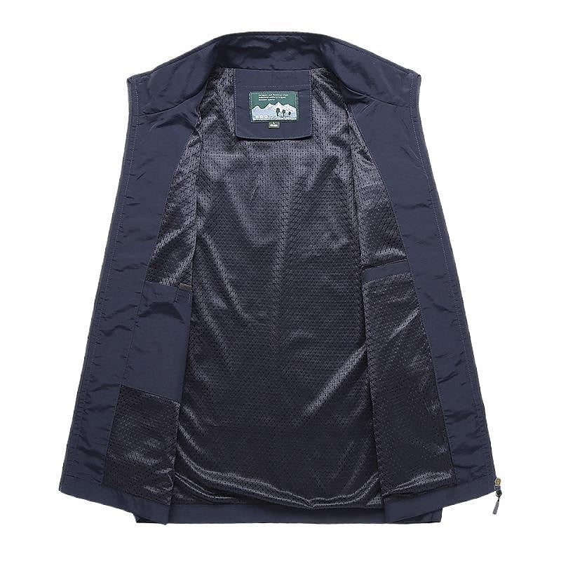 Vest Nylon Blend Stand Up Collar Zippered Pockets Men's