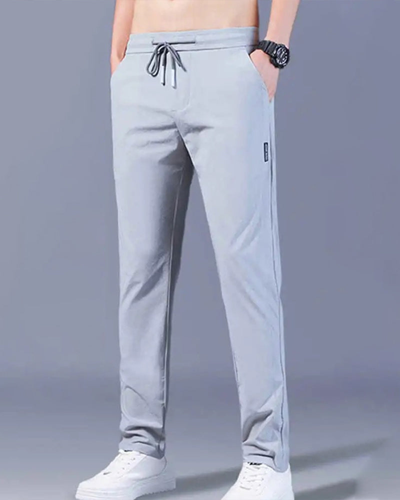 Men's Slim Fit Trousers Woven Fabric Drawstring Waist