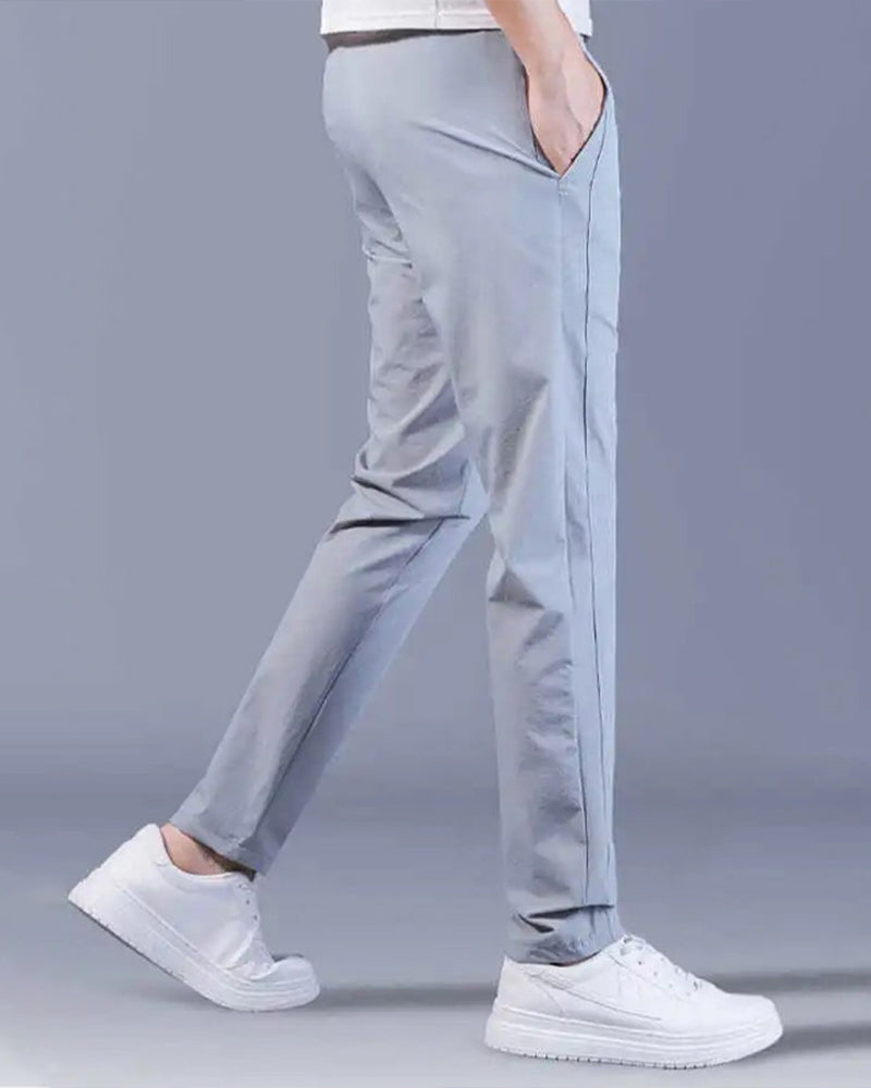 Men's Slim Fit Trousers Woven Fabric Drawstring Waist