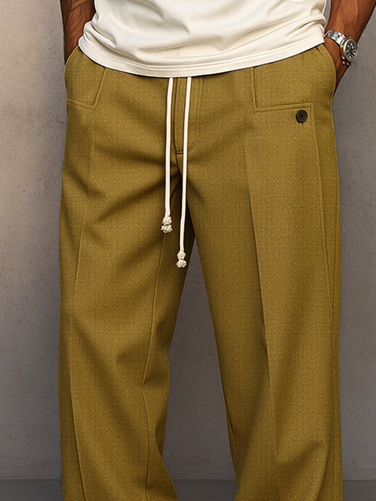 Men's Relaxed Fit Trousers Woven Fabric Elasticated Drawstring Waist