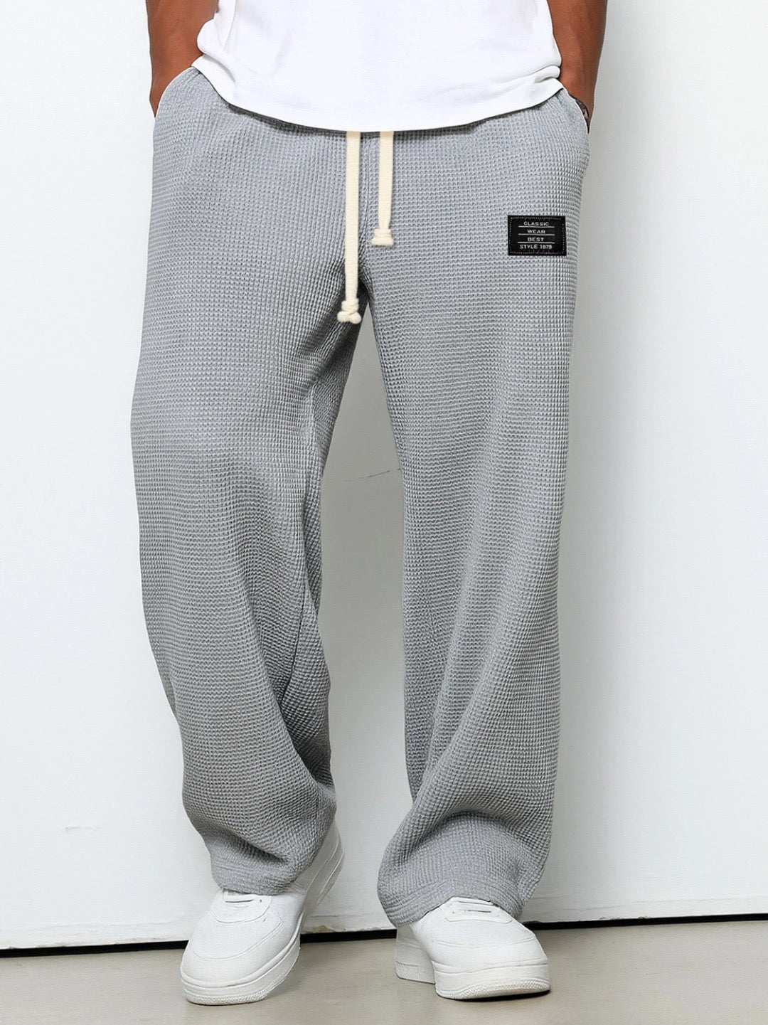 Harvey | Men's Relaxed Straight Trousers with Drawstring Waist and Lace-Up Ankle