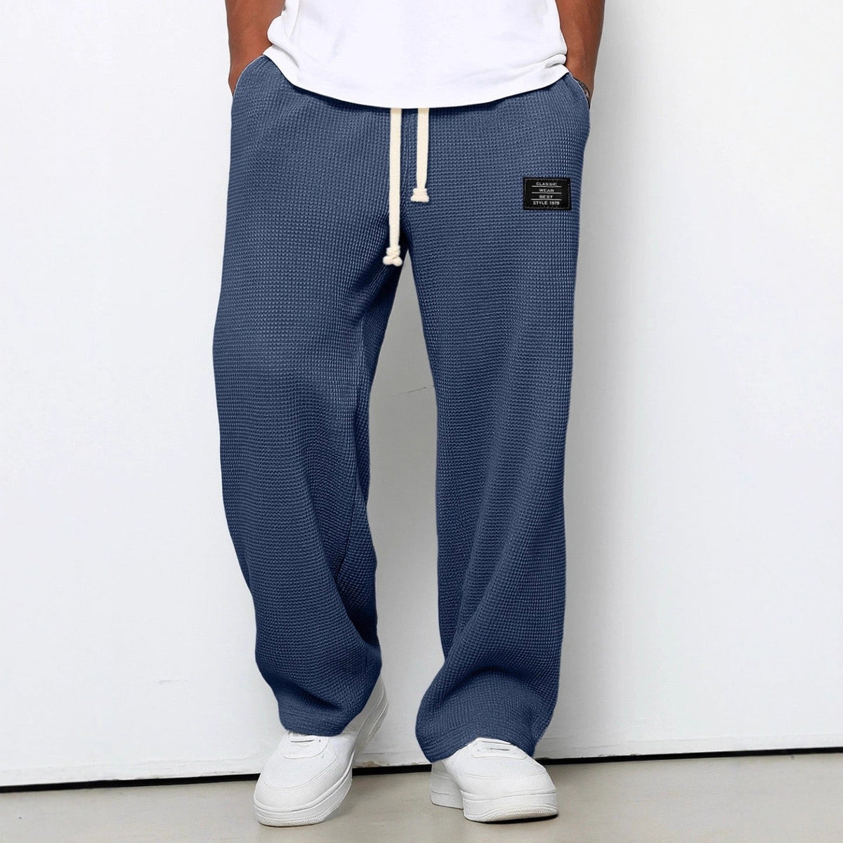 Harvey | Men's Relaxed Straight Trousers with Drawstring Waist and Lace-Up Ankle