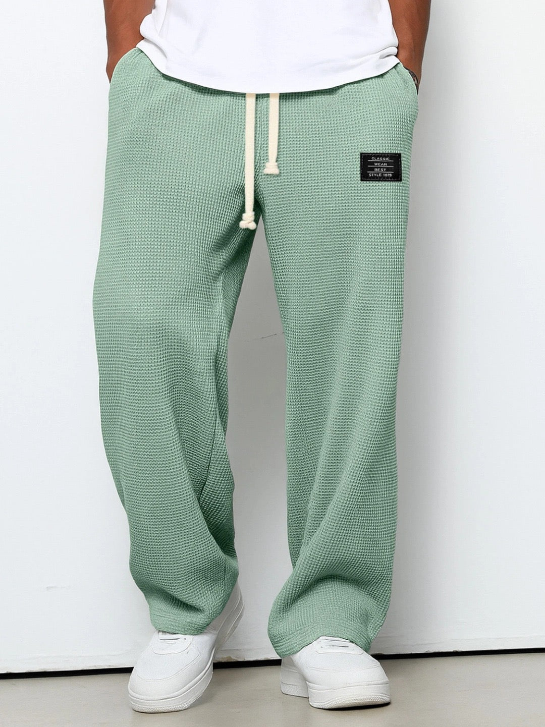 Harvey | Men's Relaxed Straight Trousers with Drawstring Waist and Lace-Up Ankle