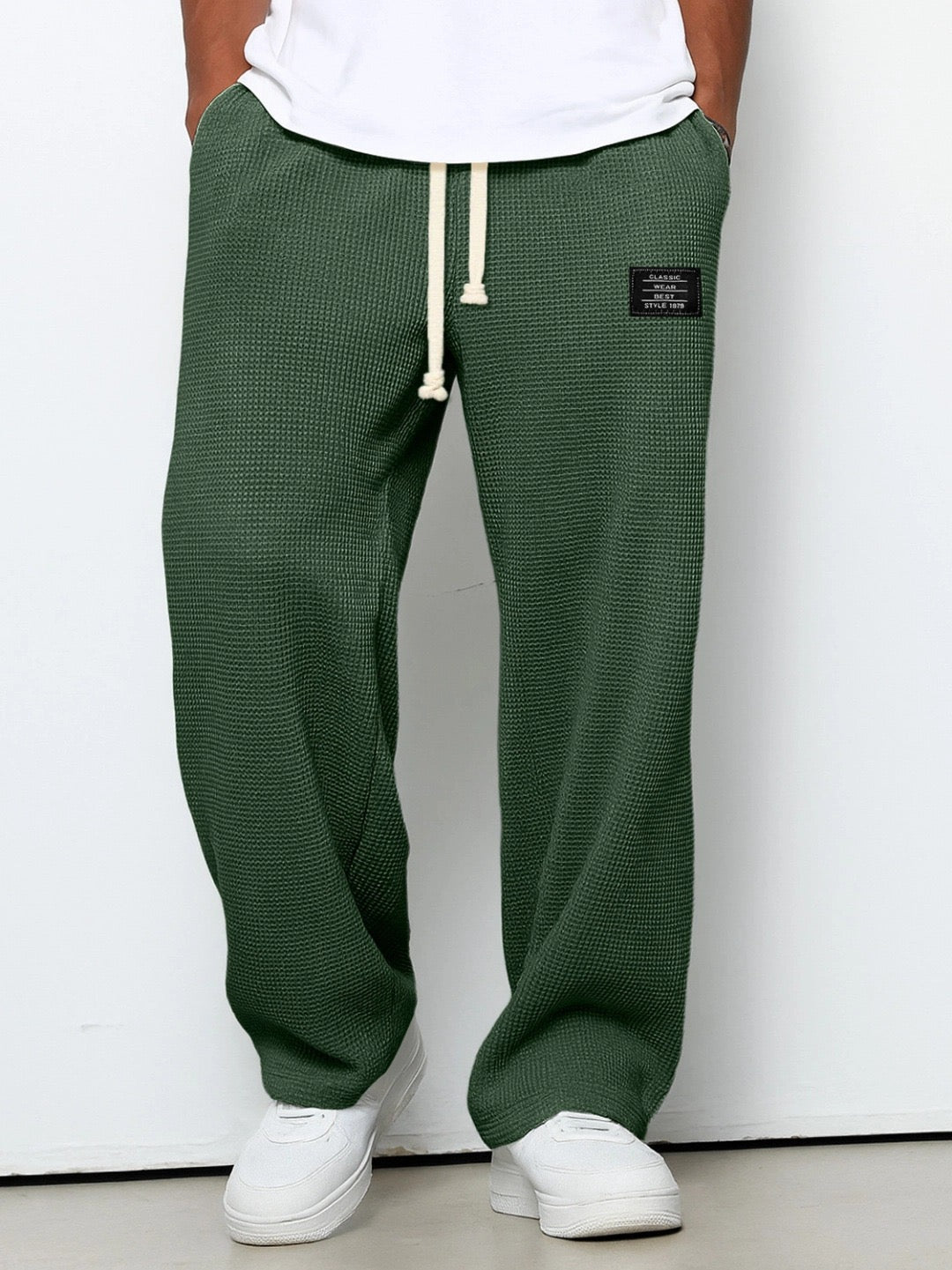 Harvey | Men's Relaxed Straight Trousers with Drawstring Waist and Lace-Up Ankle