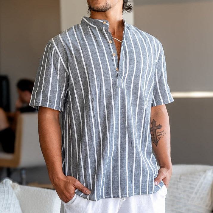 Old Money Men’s Striped Sailor Polo Shirt