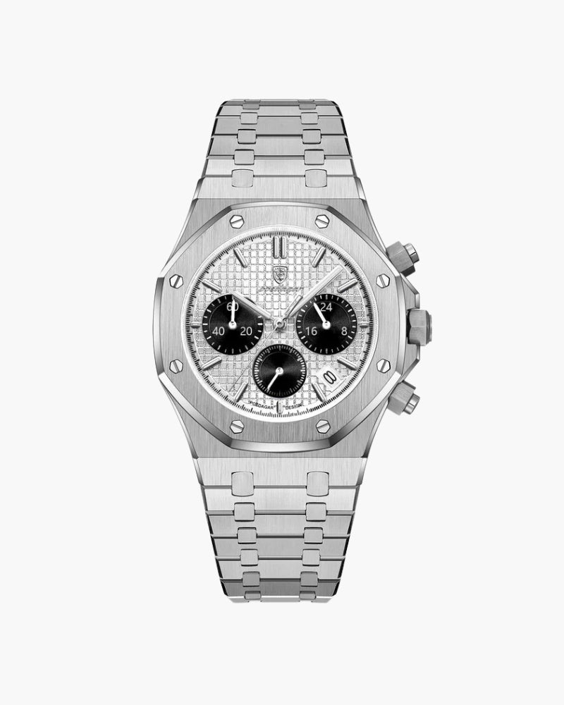 Watch Chronograph Stainless Steel Bracelet Luminous Water Resistant