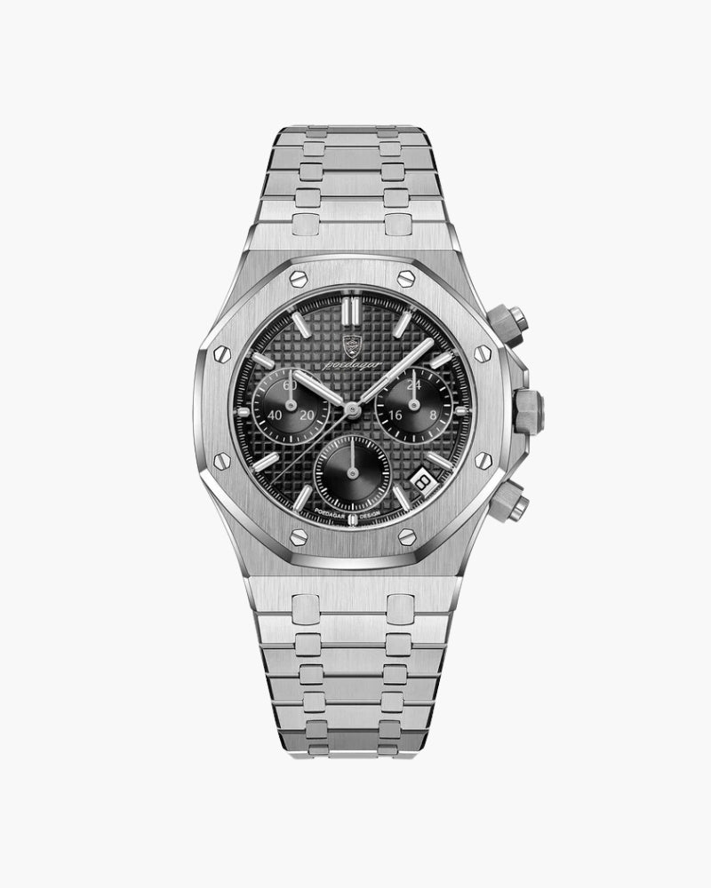 Watch Chronograph Stainless Steel Bracelet Luminous Water Resistant