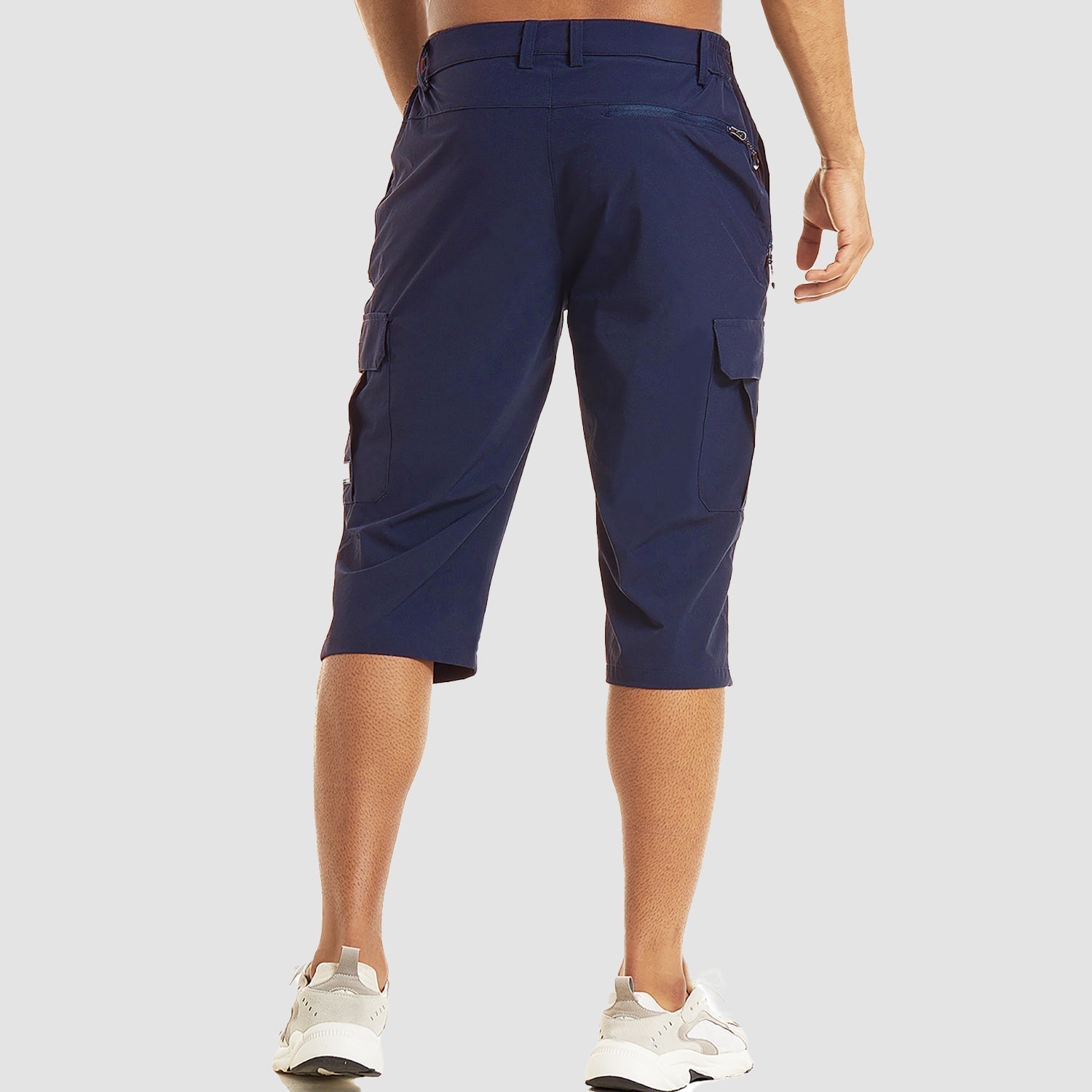 Shorts cargo pour hommes en mélange de coton, coupe décontractée, longueur genou, poche passepoilée, décontracté