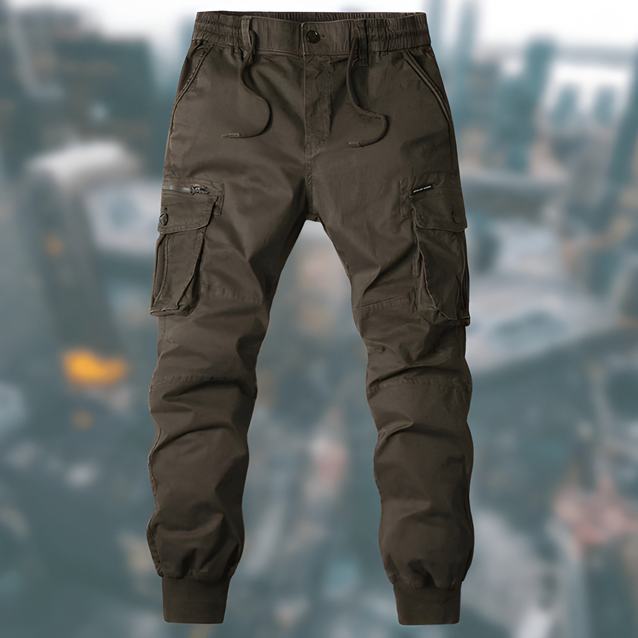 Men's Cargo Pants Woven Fabric Ribbed Cuff Joggers