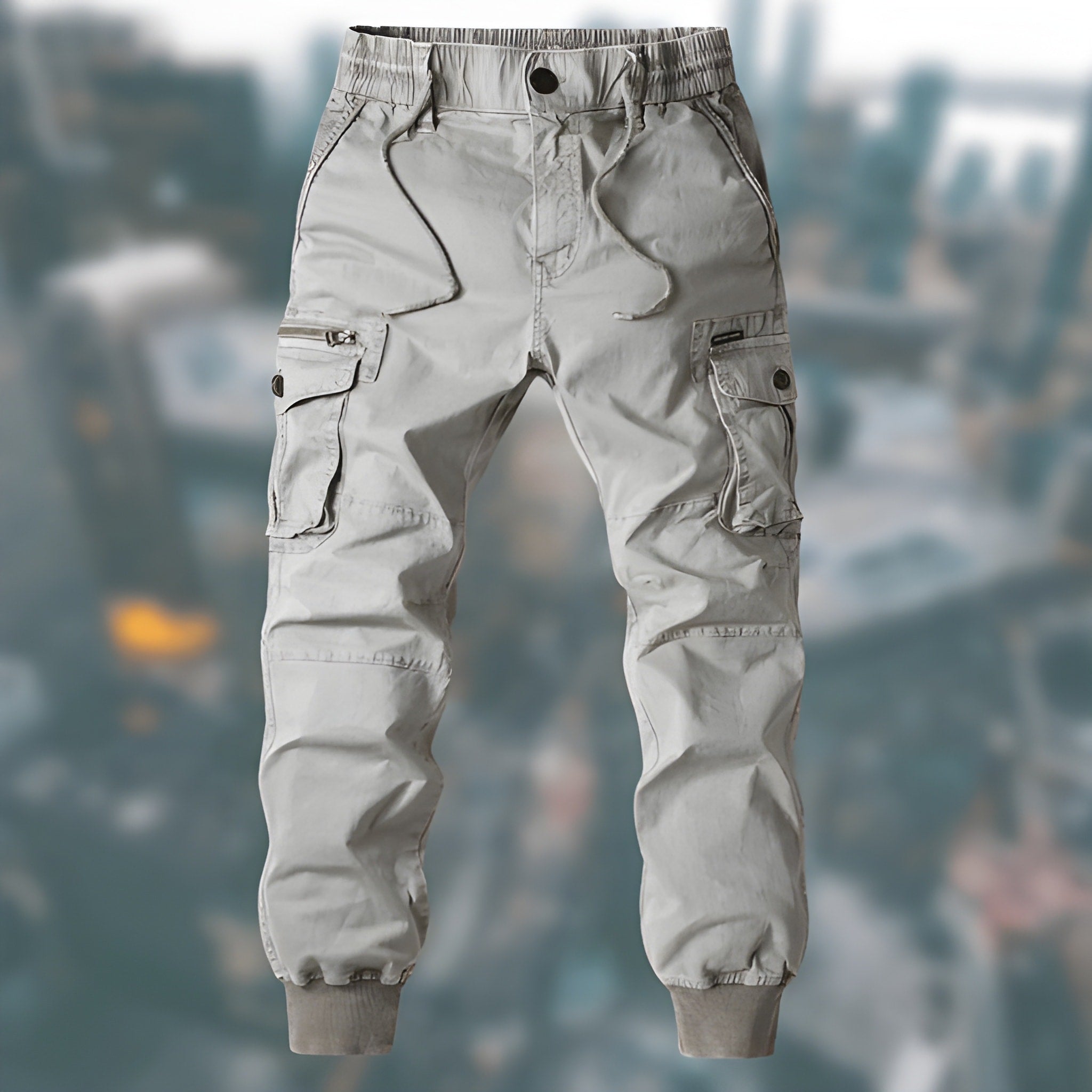 Men's Cargo Pants Woven Fabric Ribbed Cuff Joggers