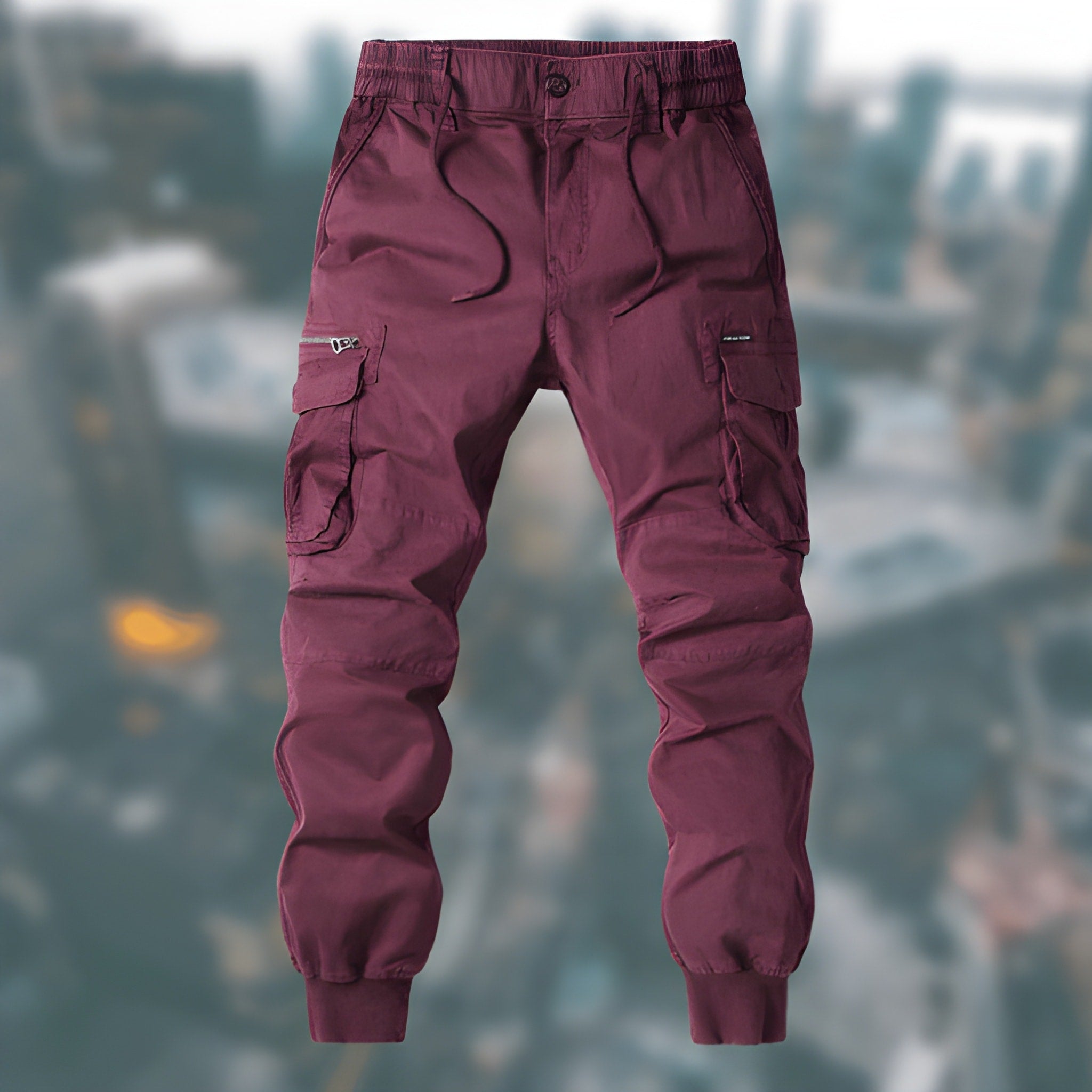 Men's Cargo Pants Woven Fabric Ribbed Cuff Joggers