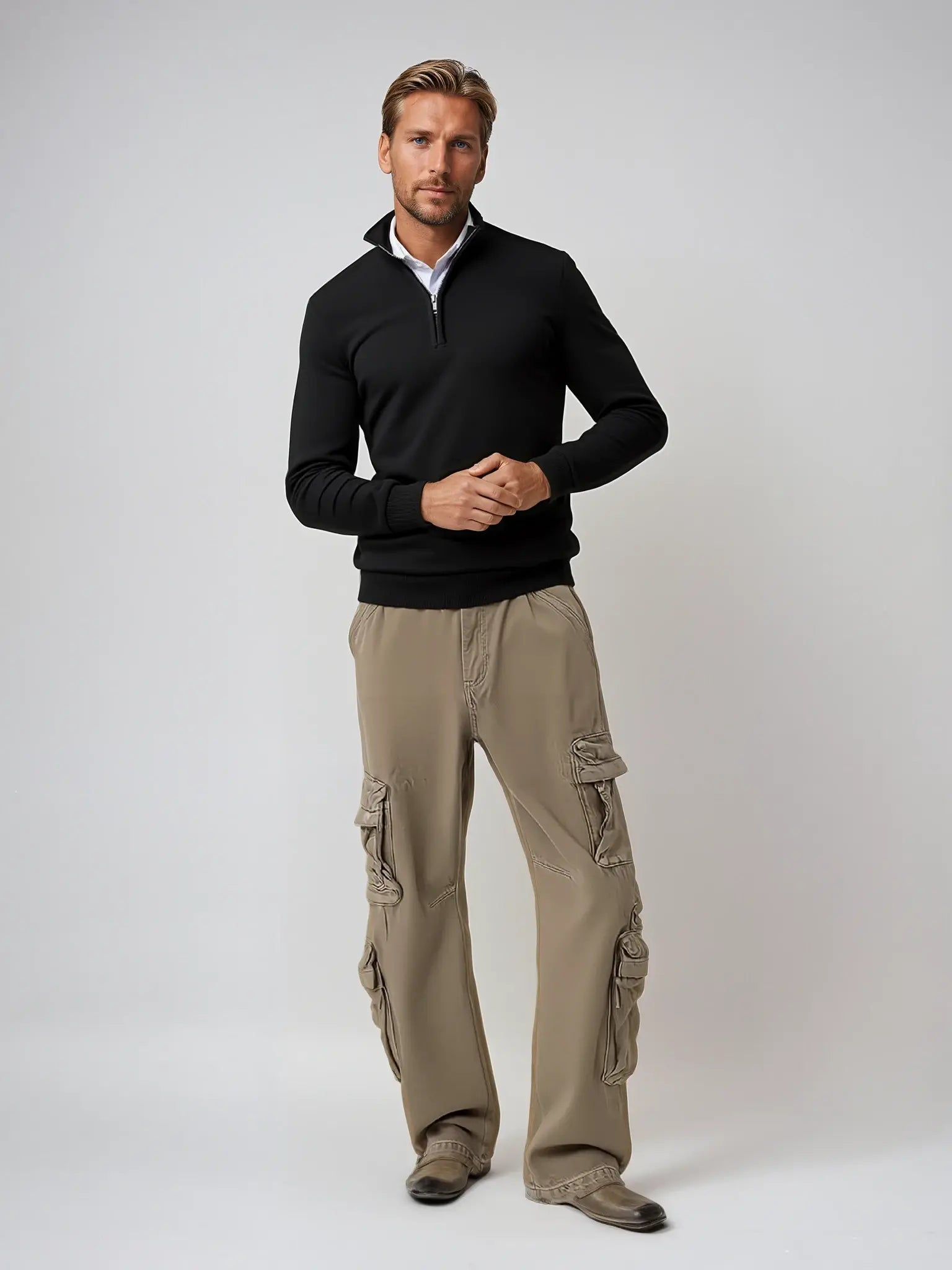 Half Zip Pullover Men Casual Quarter Zip Sweater