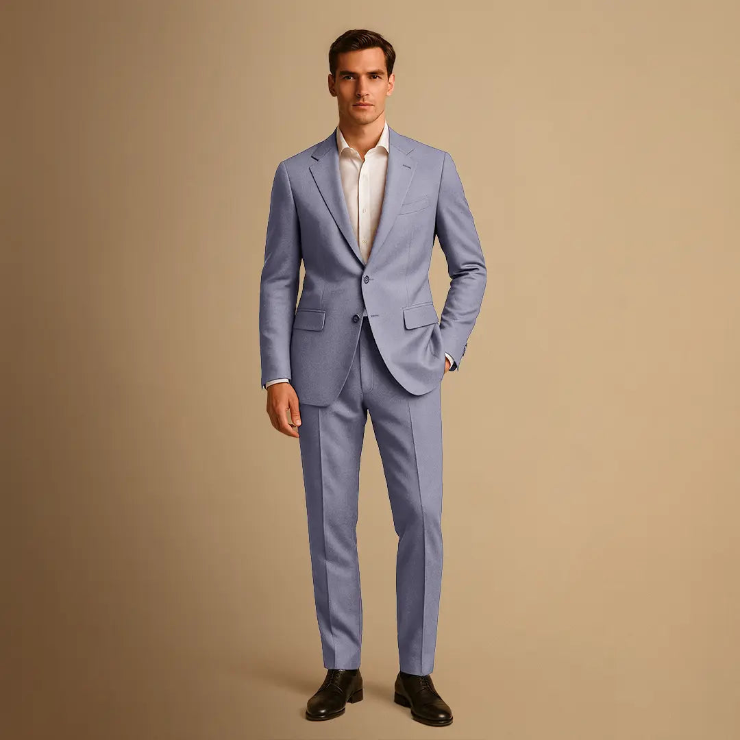 Ensemble de costume à simple boutonnage pour homme en tissu tissé coupe slim revers cranté pantalon tapered