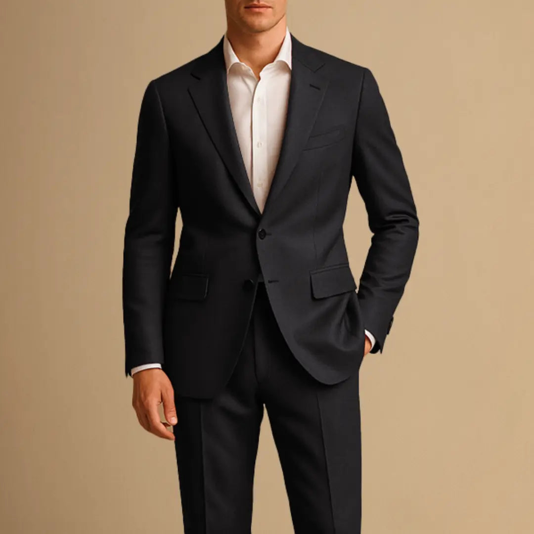 Ensemble de costume à simple boutonnage pour homme en tissu tissé coupe slim revers cranté pantalon tapered