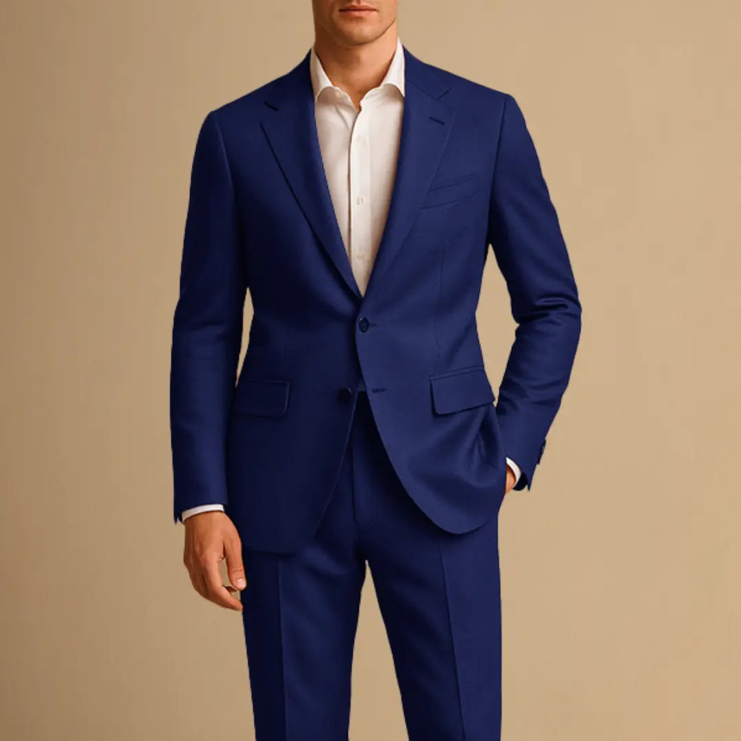 Ensemble de costume à simple boutonnage pour homme en tissu tissé coupe slim revers cranté pantalon tapered