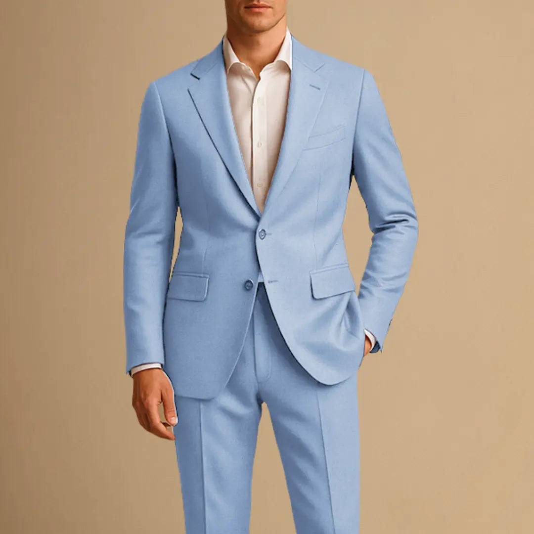 Ensemble de costume à simple boutonnage pour homme en tissu tissé coupe slim revers cranté pantalon tapered