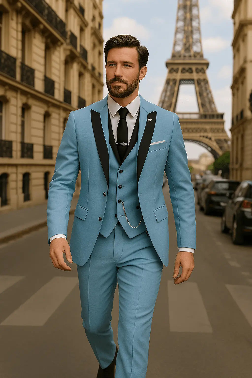 Ensemble de costume trois pièces coupe slim pour homme en tissu tissé gilet et veste ajustée formel