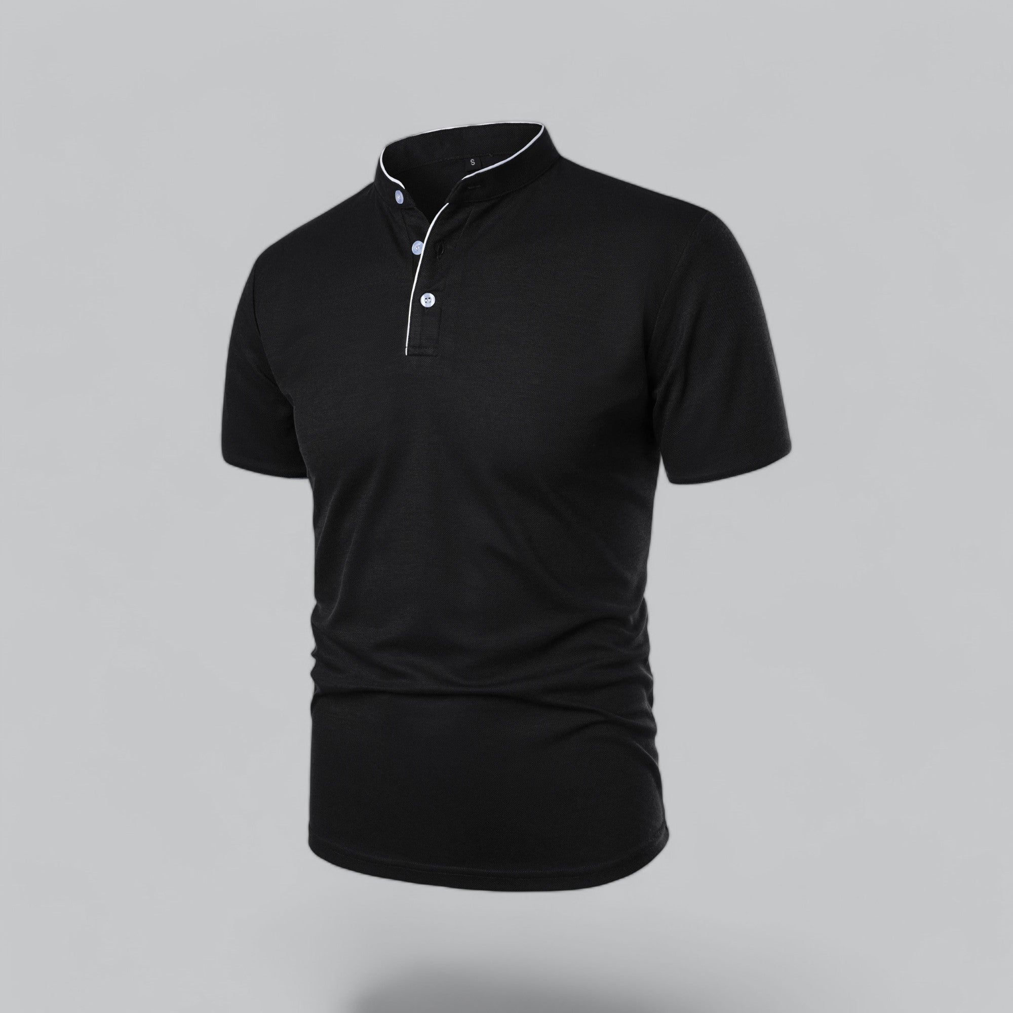 Polo Shirt Pique Cotton Collarless Relaxed Fit