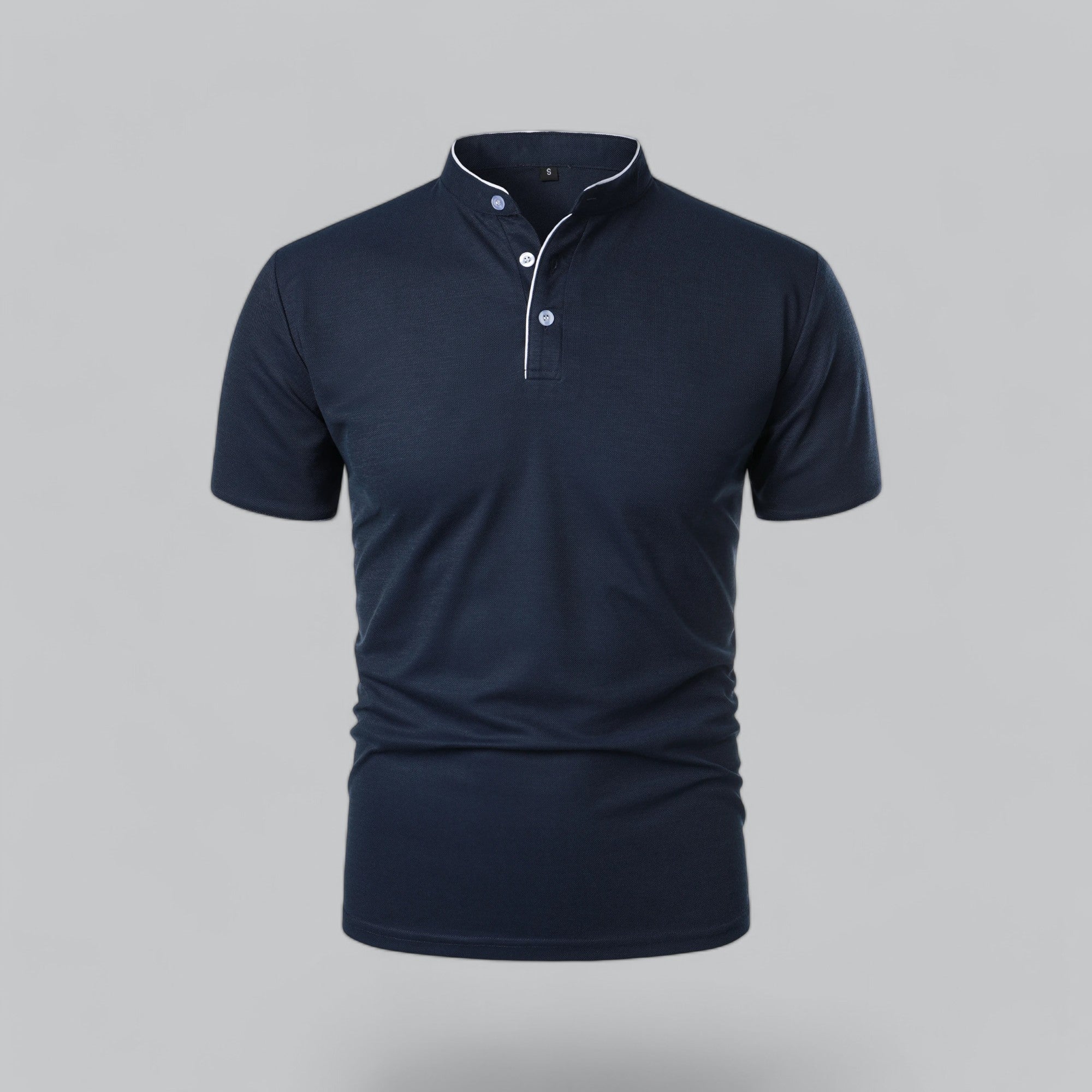 Polo Shirt Pique Cotton Collarless Relaxed Fit