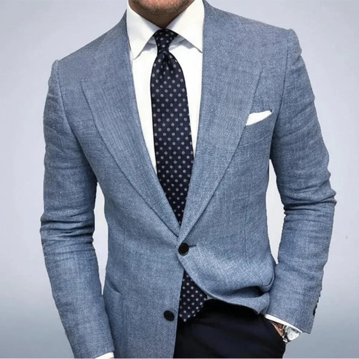 Blazer Slim Fit Two Button Notch Lapel Breast Pocket
