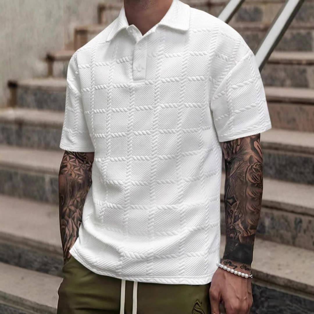 Men's Polo Shirt Knit Fabric Open Collar Short Sleeve Tailored Fit