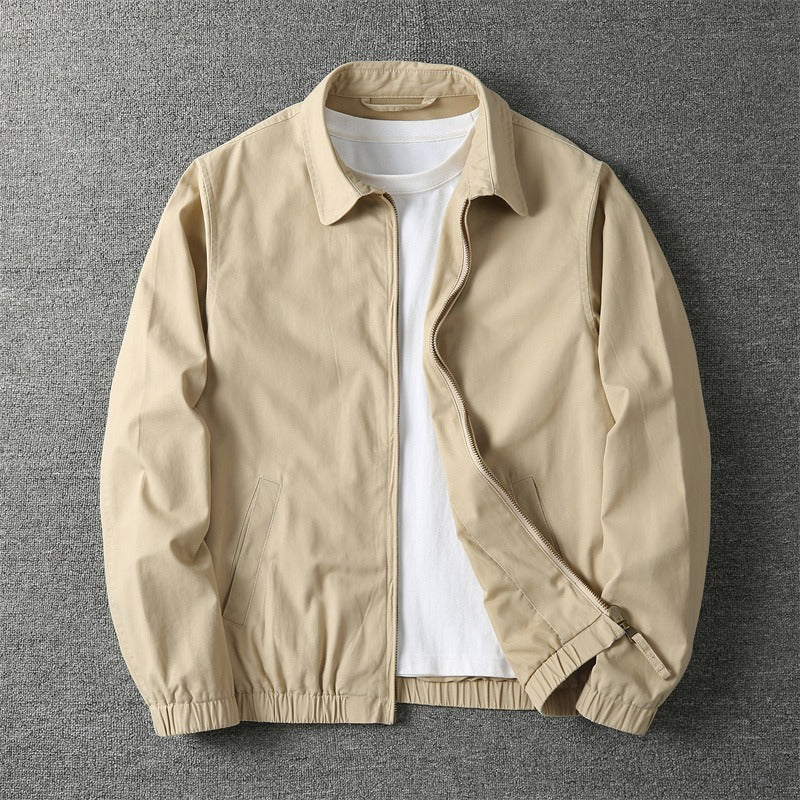 Men's Harrington Jacket Cotton Blend Zip Front Elasticated Hem Casual