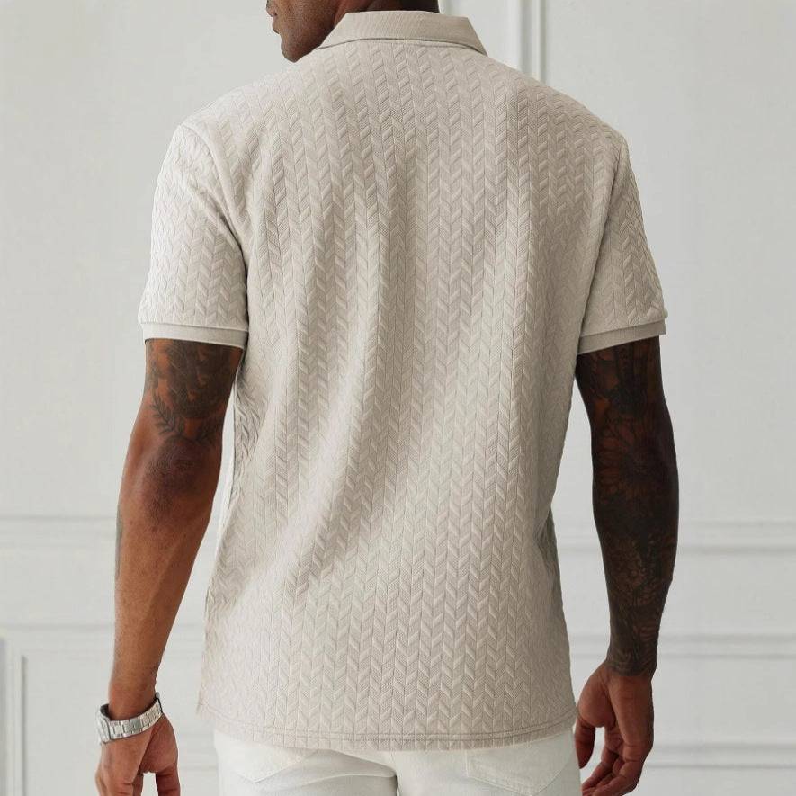 Men's Polo Shirt Knit Fabric Open Collar Short Sleeve Tailored Fit