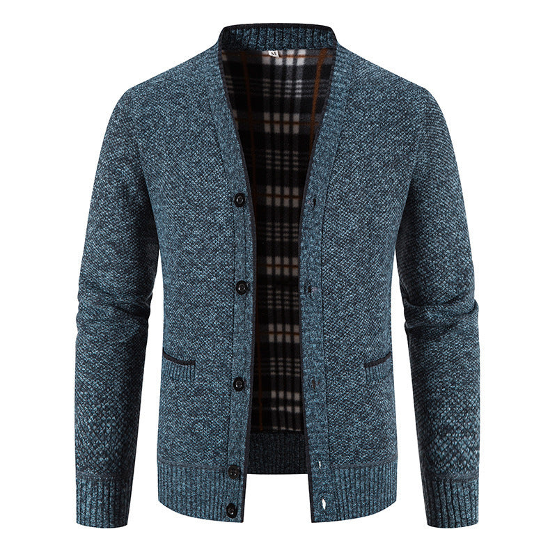 Men's Shawl Collar Cardigan Chunky Knit Button Front with Pockets