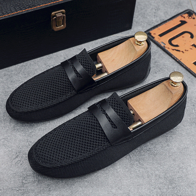 Mesh Loafers Breathable Mesh Upper Leather Strap Slip On Casual Summer